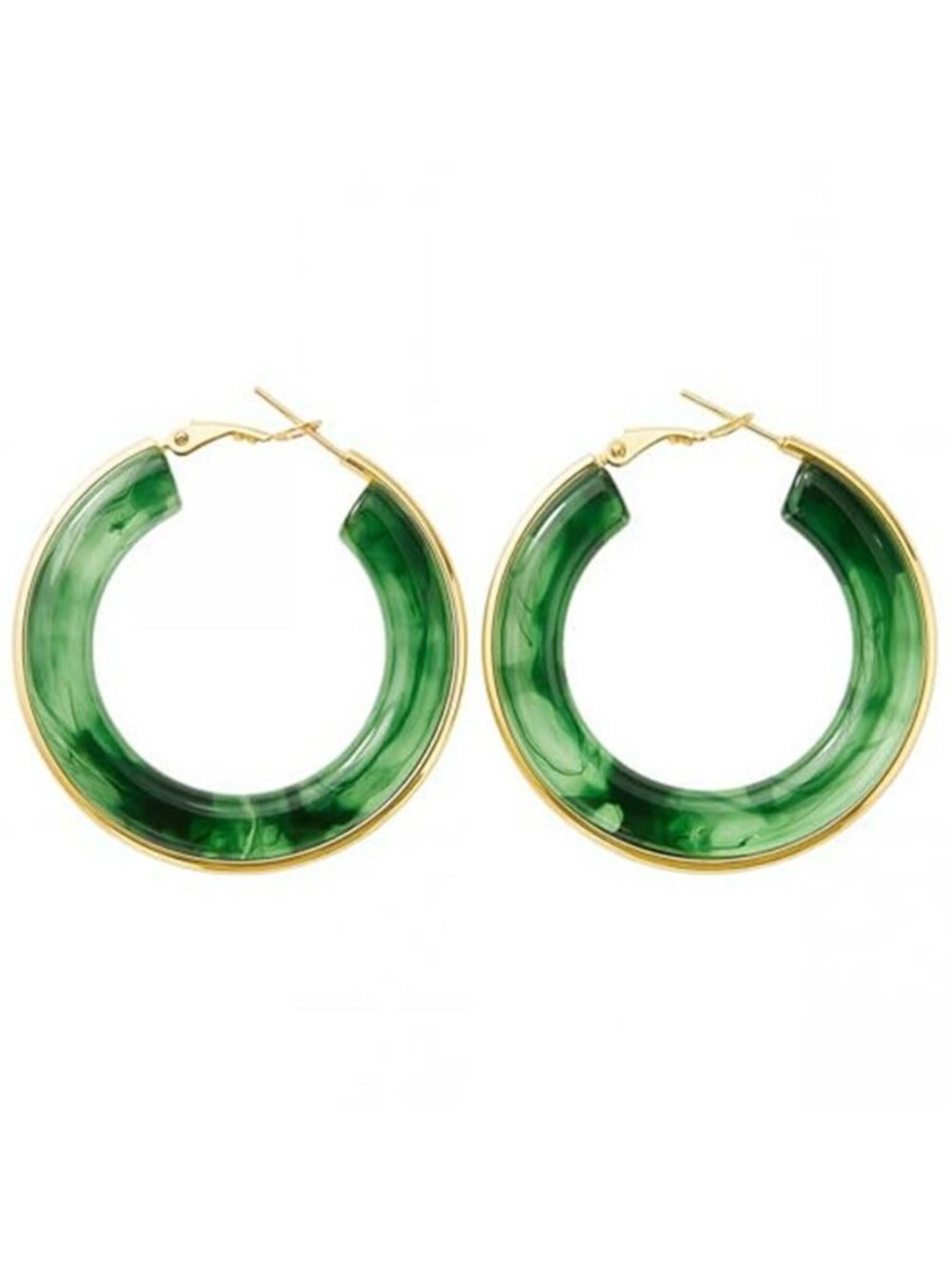 Gold Earrings for Women Trendy 14K Gold Plated Hoop Earrings with Marble